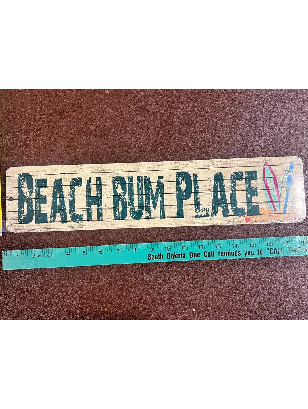 Beach Bum Place Aluminum Sign 4x18 Coastal Surf Lake House Wall Decor